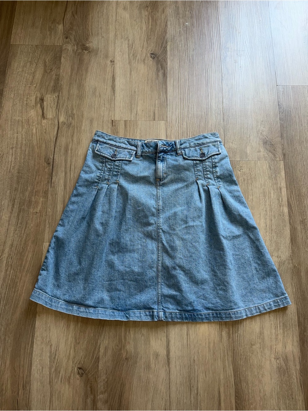 Route 66 Faded Light Blue Denim A-Line Maxi Skirt